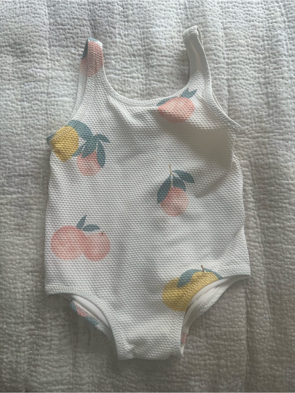 H&M White Peach & Lemon Print Girls One-Piece